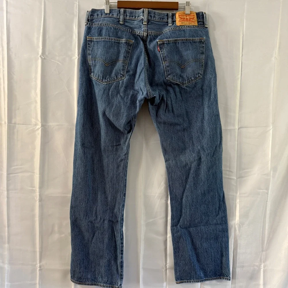 Levis 501 Original Fit Mens Blue Denim Button Fly Straight Leg Jeans‎ 38x32